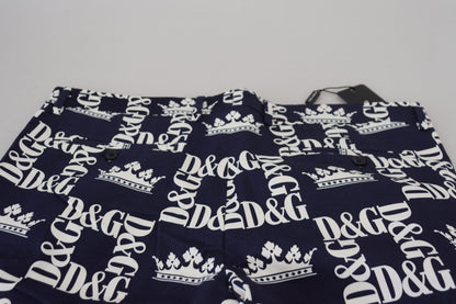 Dolce &amp; Gabbana, blaue Chinoshorts aus Baumwolle mit Logo-Print
