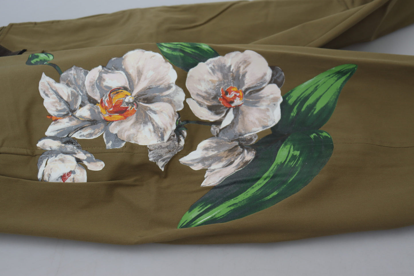 Dolce &amp; Gabbana Beige Cotton Stretch Floral Chinos Pants