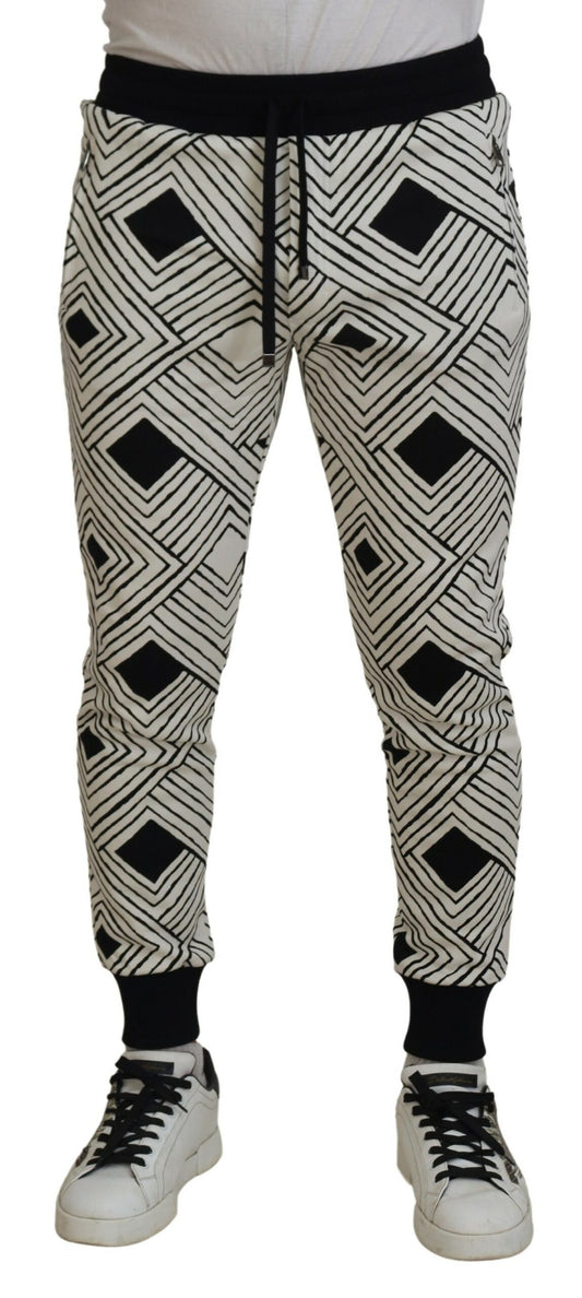 Dolce &amp; Gabbana Schwarz-Weiße Baumwollhose Sporthose