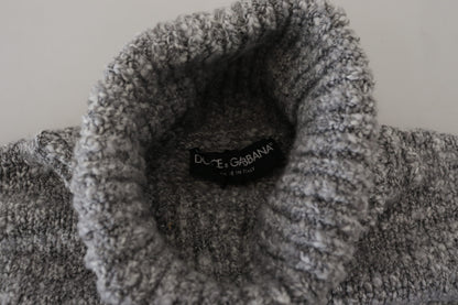 Dolce &amp; Gabbana Grauer Rollkragenpullover aus Wollstrick