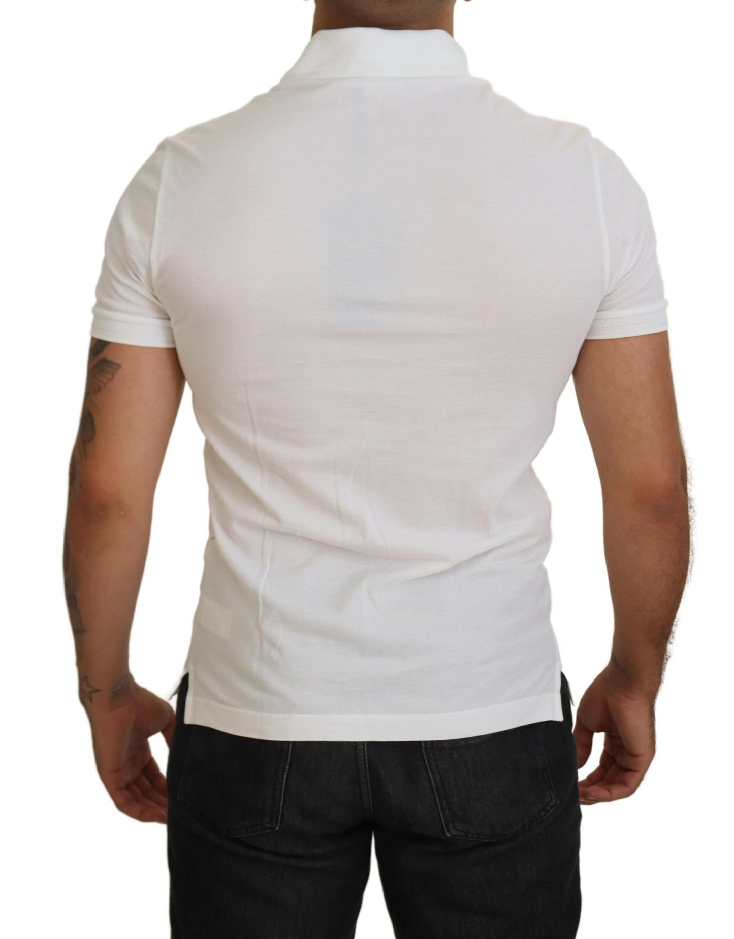Dolce &amp; Gabbana – Kurzärmliges Poloshirt aus weißer Baumwolle mit Logo