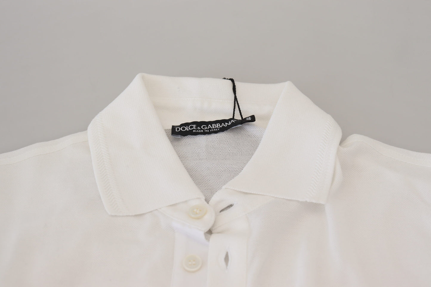 Dolce &amp; Gabbana – Kurzärmliges Poloshirt aus weißer Baumwolle mit Logo