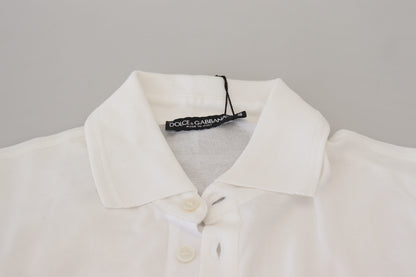 Dolce &amp; Gabbana – Kurzärmliges Poloshirt aus weißer Baumwolle mit Logo