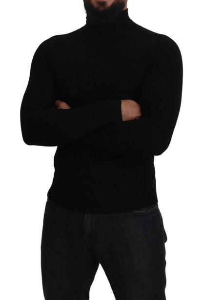 Dolce &amp; Gabbana – Schwarzer Rollkragenpullover mit halbem Reißverschluss