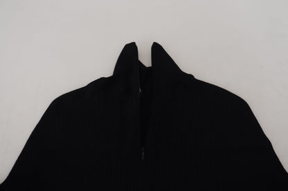 Dolce &amp; Gabbana – Schwarzer Rollkragenpullover mit halbem Reißverschluss