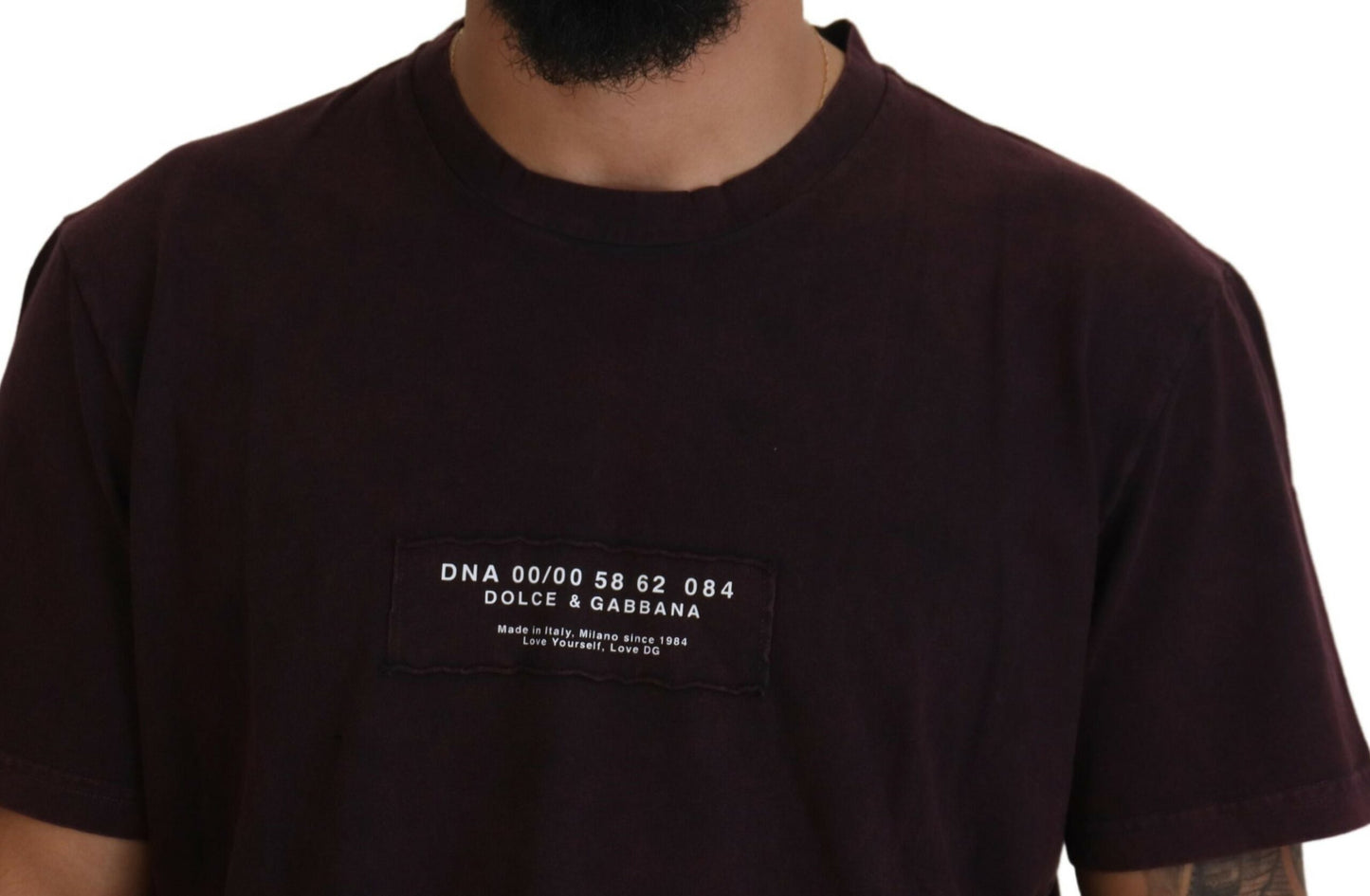 Dolce &amp; Gabbana Bordeauxfarbenes T-Shirt mit Rundhalsausschnitt und kurzen Ärmeln