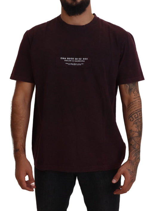 Dolce &amp; Gabbana Bordeauxfarbenes T-Shirt mit Rundhalsausschnitt und kurzen Ärmeln