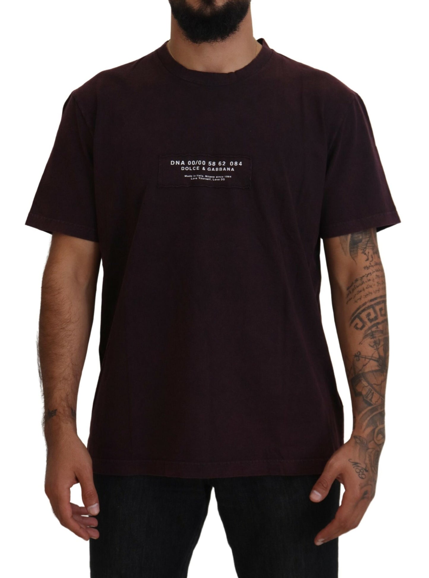 Dolce &amp; Gabbana Bordeauxfarbenes T-Shirt mit Rundhalsausschnitt und kurzen Ärmeln
