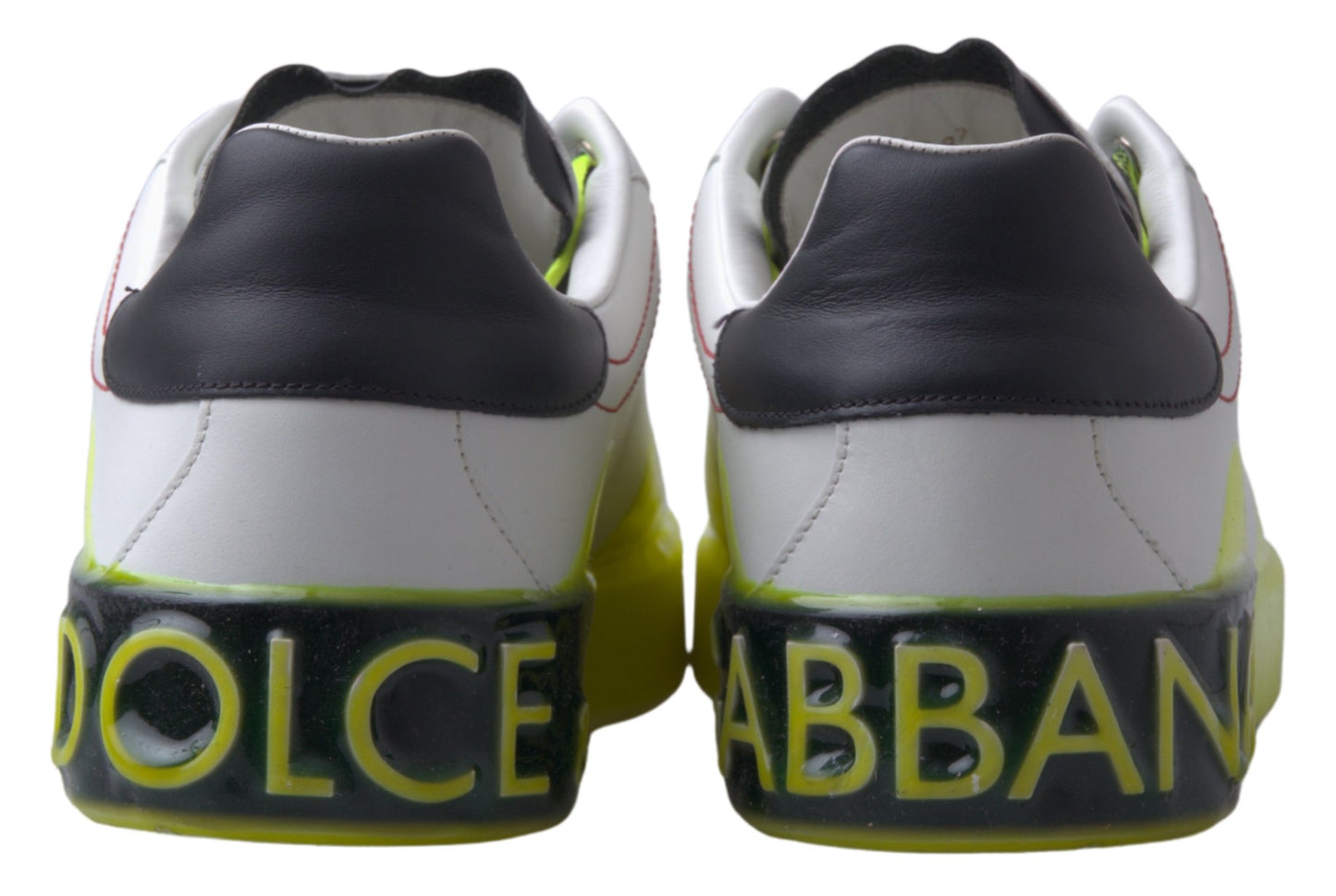 Dolce &amp; Gabbana Weiß Gelb Portofino Leder Sneakers Schuhe