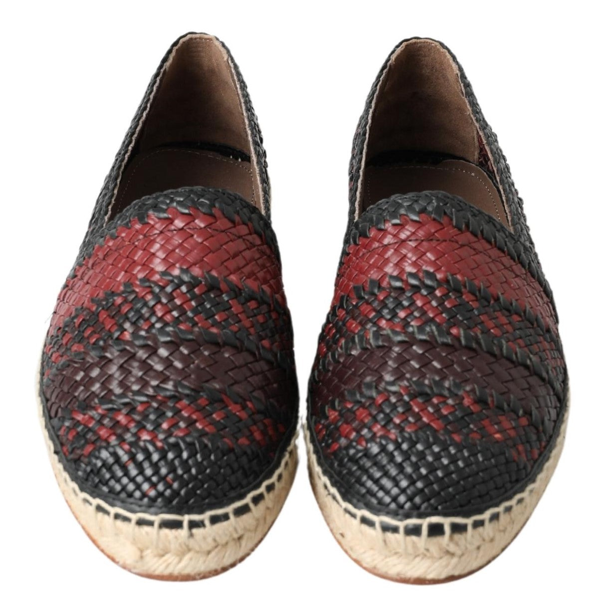 Dolce &amp; Gabbana – Espadrilles aus Büffelleder in Schwarz und Bordeaux