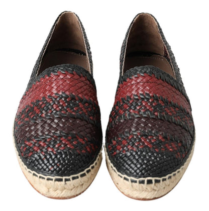Dolce &amp; Gabbana – Espadrilles aus Büffelleder in Schwarz und Bordeaux