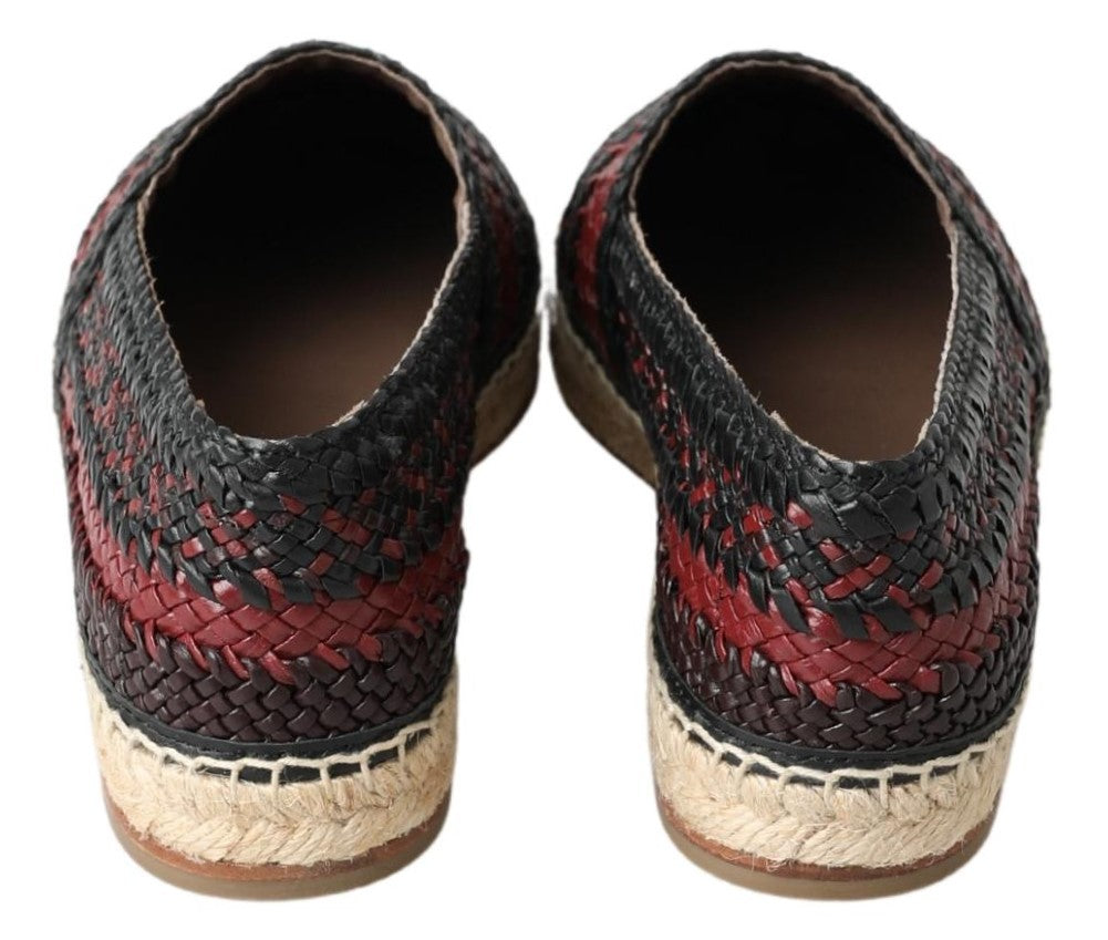 Dolce &amp; Gabbana – Espadrilles aus Büffelleder in Schwarz und Bordeaux