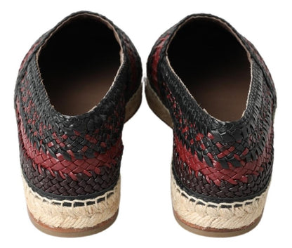 Dolce &amp; Gabbana – Espadrilles aus Büffelleder in Schwarz und Bordeaux
