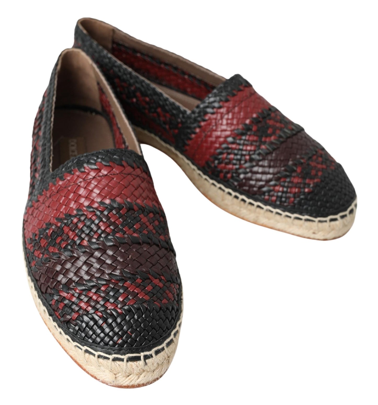 Dolce &amp; Gabbana – Espadrilles aus Büffelleder in Schwarz und Bordeaux