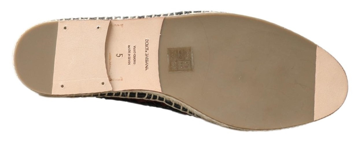 Dolce &amp; Gabbana – Espadrilles aus Büffelleder in Schwarz und Bordeaux