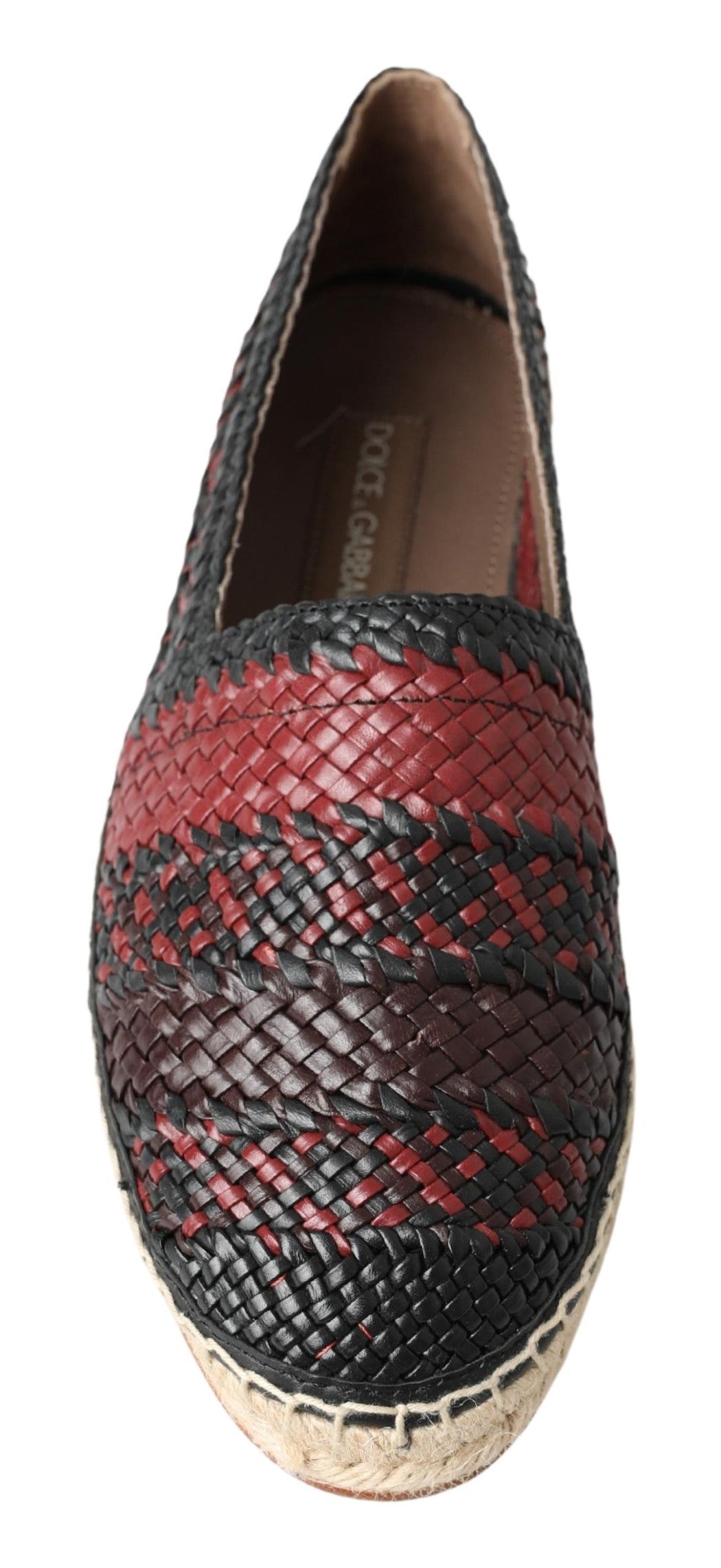 Dolce &amp; Gabbana – Espadrilles aus Büffelleder in Schwarz und Bordeaux