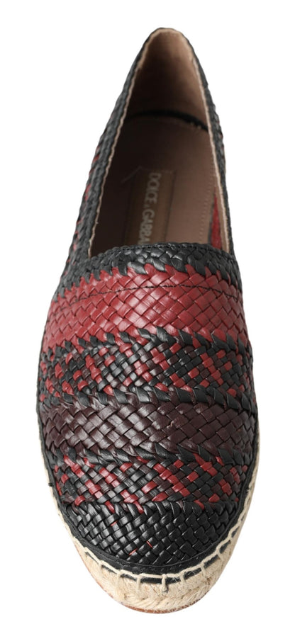 Dolce &amp; Gabbana – Espadrilles aus Büffelleder in Schwarz und Bordeaux