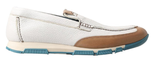 Dolce &amp; Gabbana Weiße Leder-Loafer-Mokassins