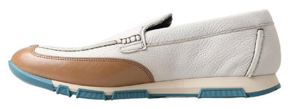 Dolce &amp; Gabbana Weiße Leder-Loafer-Mokassins