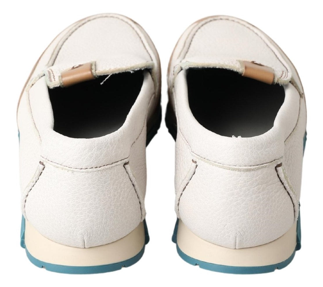 Dolce &amp; Gabbana Weiße Leder-Loafer-Mokassins