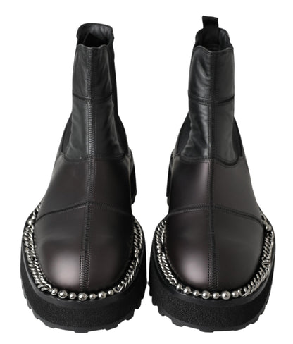 Dolce &amp; Gabbana – Schwarze Stretch-Stiefel aus Leder zum Hineinschlüpfen