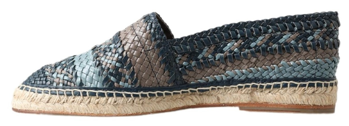 Dolce &amp; Gabbana Blaugraue Buffalo-Espadrilles aus Leder