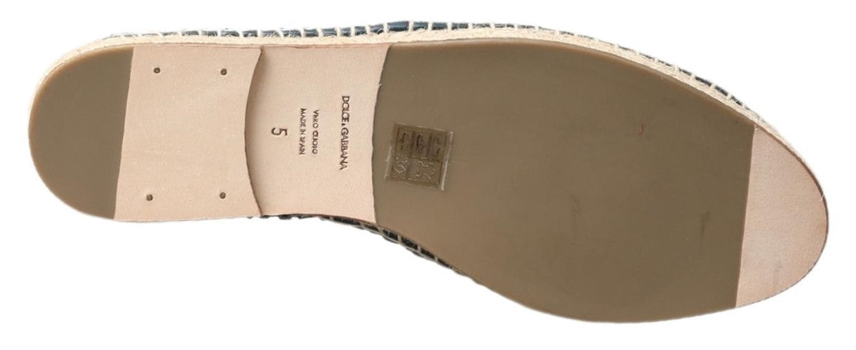 Dolce &amp; Gabbana Blaugraue Buffalo-Espadrilles aus Leder