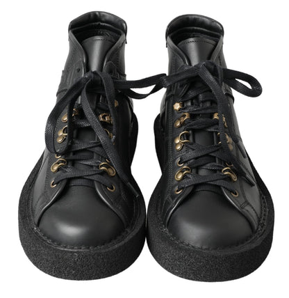 Dolce &amp; Gabbana – Schwarze Stretch-Stiefel aus Leder zum Hineinschlüpfen