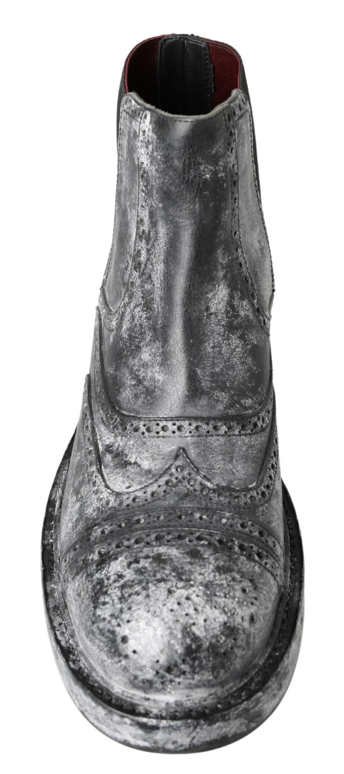 Dolce &amp; Gabbana Stiefeletten aus schwarzem und grauem Leder