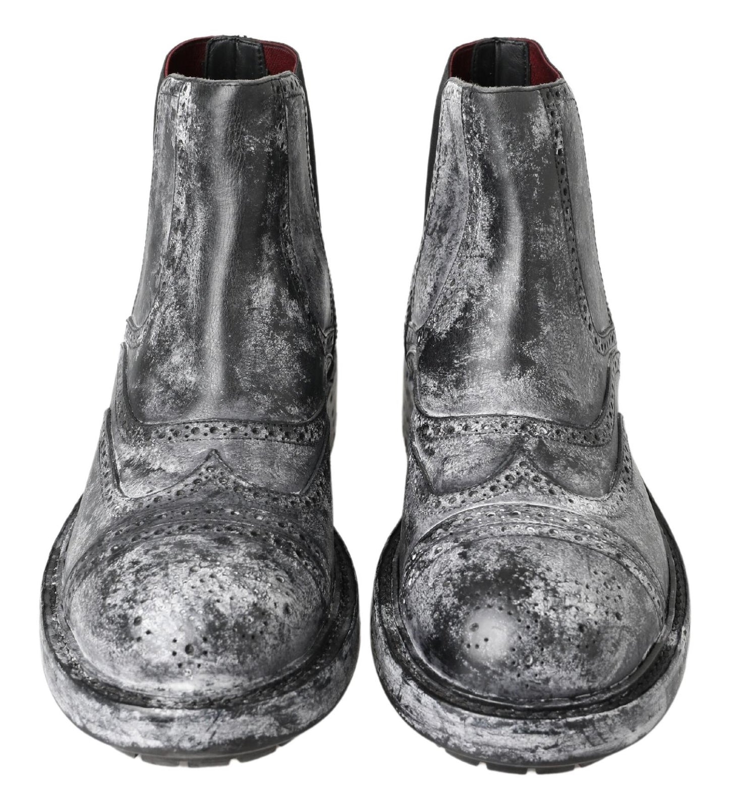Dolce &amp; Gabbana Stiefeletten aus schwarzem und grauem Leder