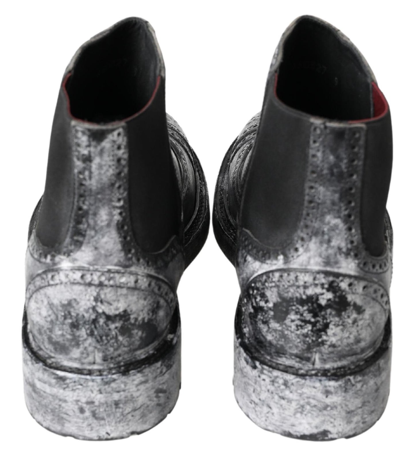 Dolce &amp; Gabbana Stiefeletten aus schwarzem und grauem Leder