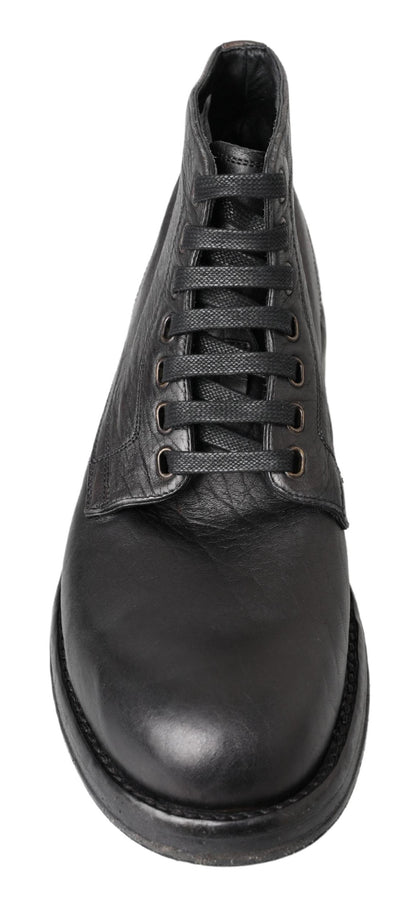 Dolce &amp; Gabbana Schwarze Perugino-Stiefel aus Pferdeleder