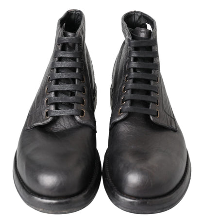 Dolce &amp; Gabbana Schwarze Perugino-Stiefel aus Pferdeleder