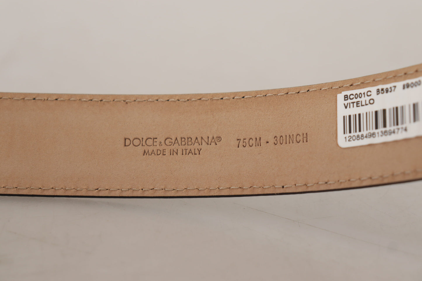 Dolce &amp; Gabbana Black Calf Leather Brown Backend Metal Buckle Belt