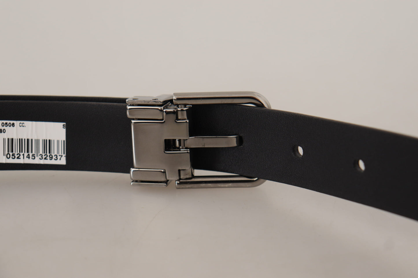 Dolce &amp; Gabbana Black Calf Leather Metal Logo Buckle Belt