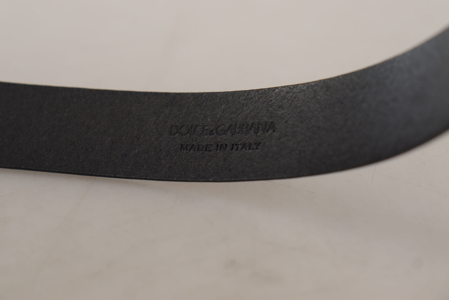 Dolce &amp; Gabbana Black Calf Leather Classic Logo Metal Buckle Belt