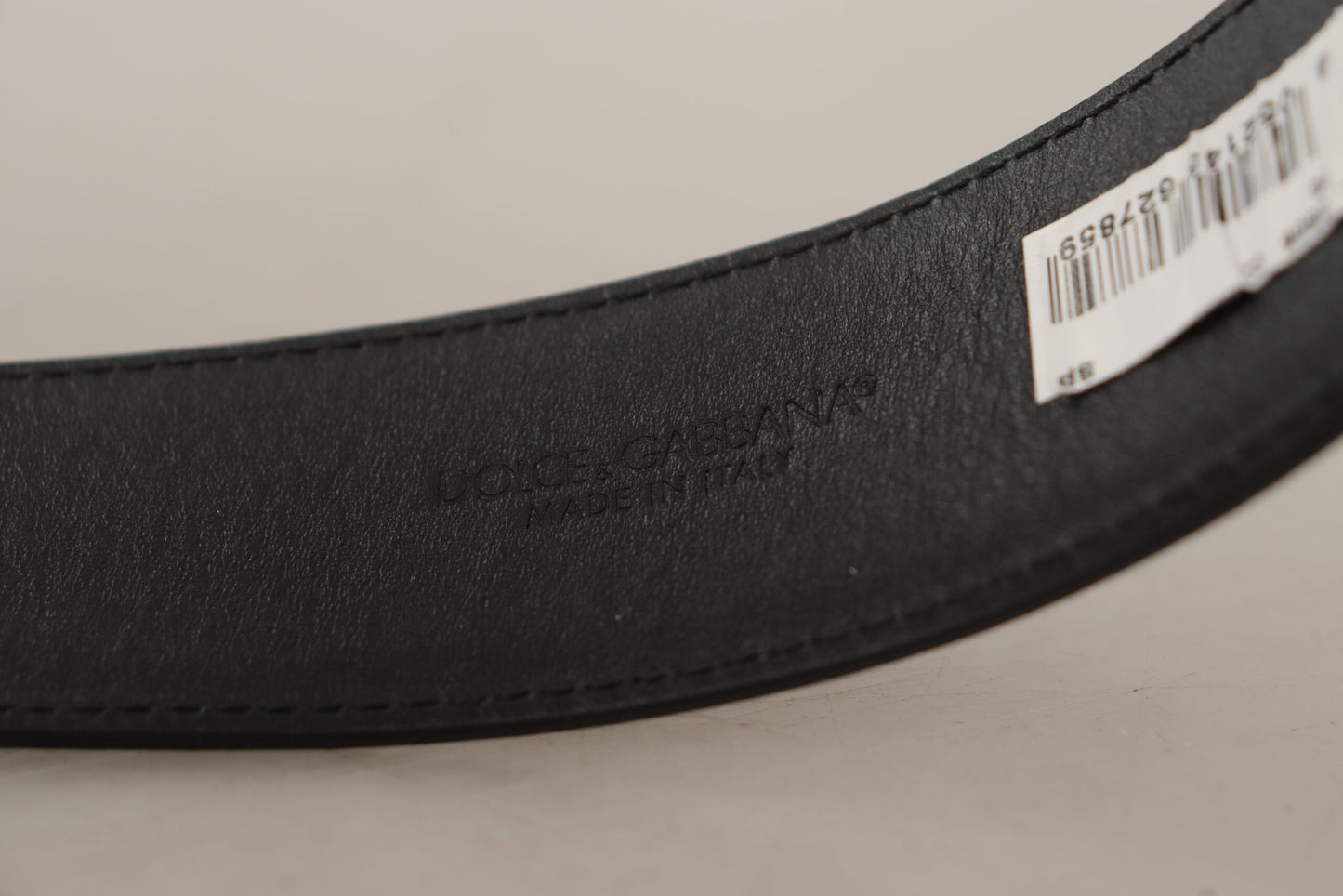Dolce &amp; Gabbana Black Patent Leather Logo Engraved Buckle Belt