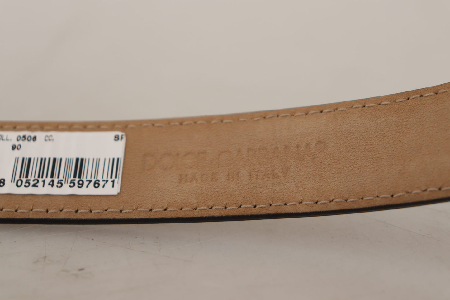 Dolce &amp; Gabbana Black Calf Leather Logo Engraved Metal Buckle Belt
