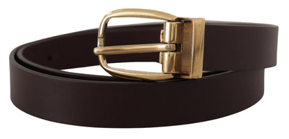 Dolce &amp; Gabbana Dark Brown Calf Leather Gold Tone Metal Buckle