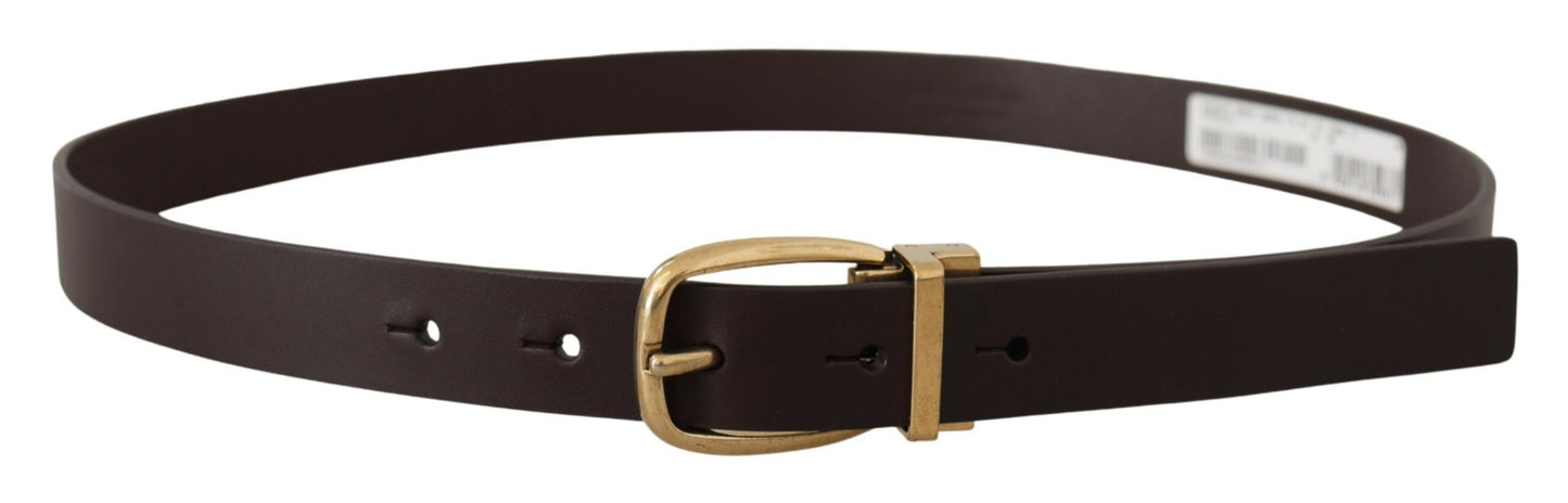 Dolce &amp; Gabbana Dark Brown Calf Leather Gold Tone Metal Buckle