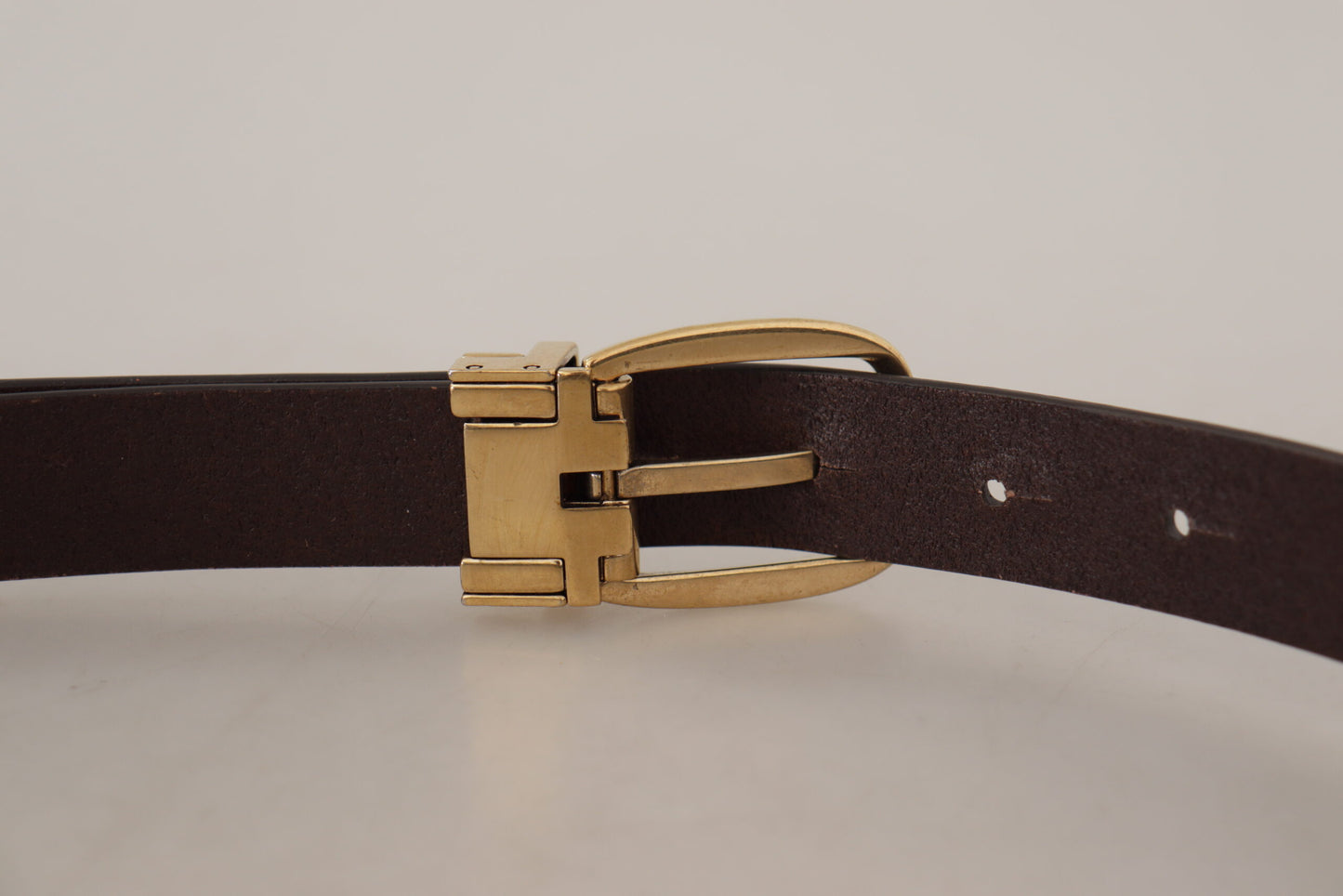 Dolce &amp; Gabbana Dark Brown Calf Leather Gold Tone Metal Buckle
