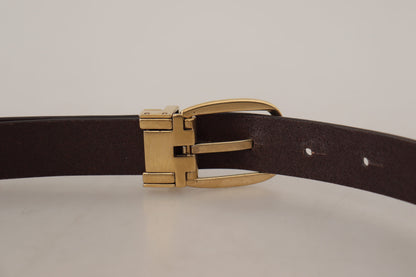Dolce &amp; Gabbana Dark Brown Calf Leather Gold Tone Metal Buckle