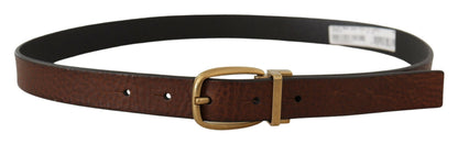 Dolce &amp; Gabbana Brown Leather Classic Vintage Metal Buckle Belt