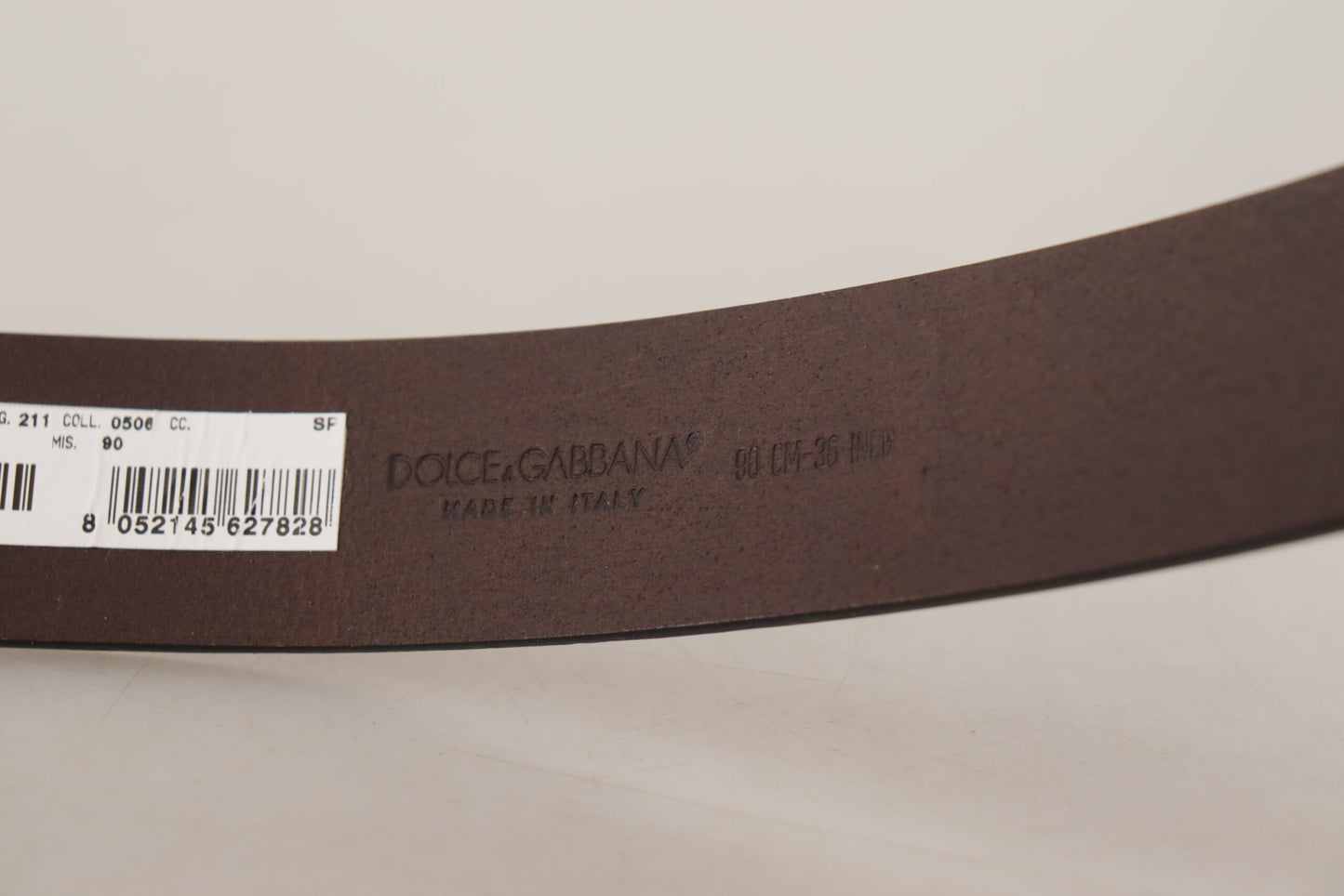 Dolce &amp; Gabbana Brown Plain Calf Leather Gold Tone Buckle Belt