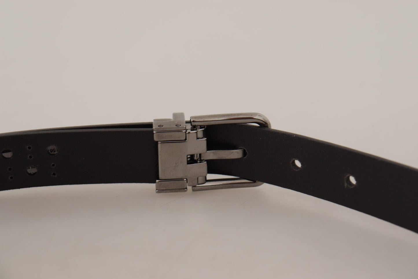 Dolce &amp; Gabbana Dark Purple Perforated Leather Metal Buckle Belt