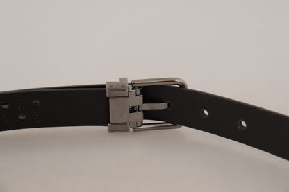 Dolce &amp; Gabbana Dark Purple Perforated Leather Metal Buckle Belt