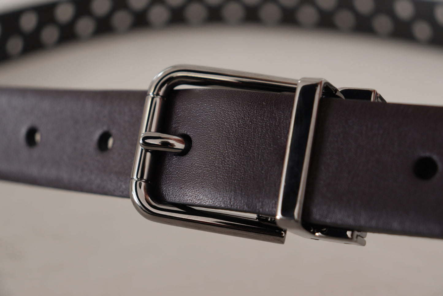 Dolce &amp; Gabbana Dark Purple Perforated Leather Metal Buckle Belt