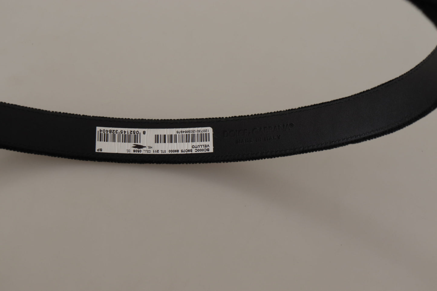 Dolce &amp; Gabbana Black Velvet Leather Gold Tone Metal Buckle Belt