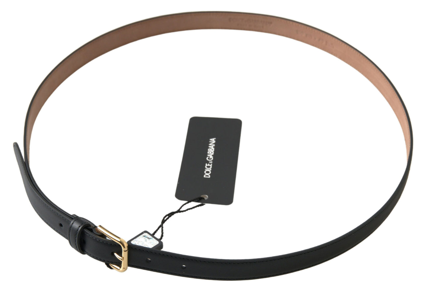 Dolce &amp; Gabbana Black Leather Gold Tone Metal Buckle Belt