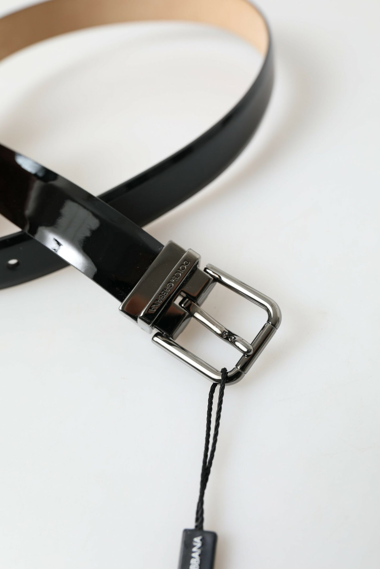 Dolce &amp; Gabbana Black Calf Leather Metal Buckle Men Belt